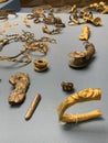 The Snettisham Treasure is a series of discoveries of Iron Age precious metal on display at the British Museum in London England Royalty Free Stock Photo