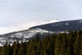 Snezka, the highest mountain in the Czech Republic, Krkonose Mountains, snowy winter day