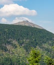 Snezka hill from hiking trail bellow Tabule hill on czech - polish borders