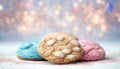Snickerdoodle Cookies White Pink Blue Magical Fantasy Bokeh. Generative AI