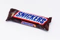 Snickers chocolate bar isolated on white background Royalty Free Stock Photo