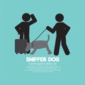 Sniffer Dog Smell At Traveller's Luggage Royalty Free Stock Photo