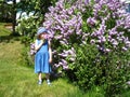Sniffing lilacs blur Royalty Free Stock Photo
