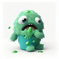 Sniffle Monster, This creature is covered in green, slimy mucus and loves to spread common cold. cute children creature Royalty Free Stock Photo