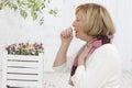 Snior woman having a flu Royalty Free Stock Photo