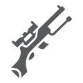 Sniper gun glyph icon, weapon and military, automatic machine sign, vector graphics, a solid pattern on a white