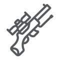 Sniper gun line icon, weapon and military, automatic machine sign, vector graphics, a linear pattern on a white