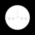 Sniper gun scope. Focus on target. Binocular with measuring scale. Vector illustration