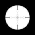 Sniper gun scope. Focus on target. Optical zoom in binocular with measuring scale. Vector illustration