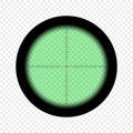 Sniper night sight with measuring marks, isolated. View through the sight of a hunting rifle. Optical military vector binoculars.