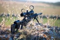 Sniper rifle with bipod on combat position Royalty Free Stock Photo