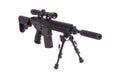 Sniper rifle with bipod isolated Royalty Free Stock Photo