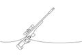 Sniper rifle, firearm one line continuous drawing. Various modern weapons continuous one line illustration. Vector
