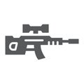 Sniper rifle glyph icon, weapon and military, gun sign, vector graphics, a solid pattern on a white background.