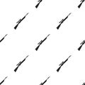 Sniper rifle icon in black style isolated on white background. Weapon pattern stock vector illustration. Royalty Free Stock Photo