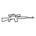 Sniper rifle icon outline black color vector illustration flat style image Royalty Free Stock Photo