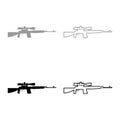 Sniper rifle icon outline set black grey color vector illustration flat style image Royalty Free Stock Photo