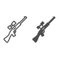 Sniper rifle line and glyph icon. Gun vector illustration isolated on white. Weapon outline style design, designed for Royalty Free Stock Photo