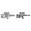 Sniper rifle line and glyph icon, weapon and military, gun sign, vector graphics, a linear pattern on a white background