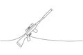 Sniper rifle, modern sniper firearm one line continuous drawing. Various modern weapons continuous one line illustration