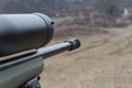 Sniper rifle. Optical sight. Shooting at the dash. Royalty Free Stock Photo