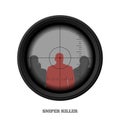 Sniper rifle scope. Military weapon view. Target for killer