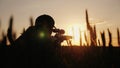 A sniper rifles from a rifle with an optical sight. On the Sunset. Sports shooting and hunting concept Royalty Free Stock Photo