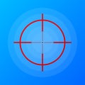 Sniper scope cross. Rifle optical sight isolated on blue background. Vector illustration.