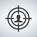 Sniper scope crosshair aiming man, illustration Royalty Free Stock Photo