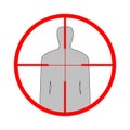 Sniper scope crosshair man silhouette. Vector illustration Royalty Free Stock Photo