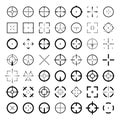 Sniper scope crosshairs icon set. Isolated rifle gun target sights