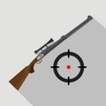 Sniper scope rifle isolated. Flat and cartoon style. Hunting season. Royalty Free Stock Photo