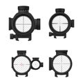 Sniper scope sight with measurement mark set realistic vector illustration. Zoom out focus eyesight