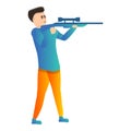 Sniper sport shooting icon, cartoon style