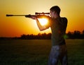 Sniper for a sunset. Royalty Free Stock Photo