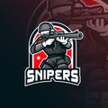 Sniper vector mascot logo design with modern illustration concept style for badge, emblem and tshirt printing. sniper illustration Royalty Free Stock Photo