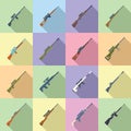 Sniper weapon icon flat vector. Army gun