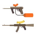 Sniper weapon, vector flat paintball or airsoft icon