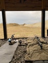 Snipers images. Close up. Sniper Rifle with magazine inserted and ready to fire! Sniper position. Sniper on the range. Royalty Free Stock Photo