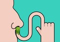 Snivel on finger. Pick your nose booger. Hand and snot. Green slime Royalty Free Stock Photo