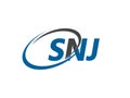 SNJ letter creative modern elegant swoosh logo design Royalty Free Stock Photo