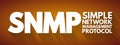 SNMP - Simple Network Management Protocol acronym, technology concept background Royalty Free Stock Photo