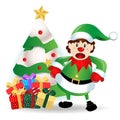 Merry Christmas. Santa Claus cute cartoon for Christmas and New Year background. Vector illustration.