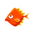 Snobbish Orange Diamon Shaped Fantastic Aquarium Tropical Fish Cartoon Character Royalty Free Stock Photo