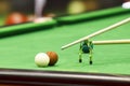 Snooker ball and rest stick Royalty Free Stock Photo