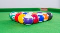 Snooker balls on green table. Royalty Free Stock Photo