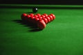 Snooker balls set on a green table Royalty Free Stock Photo