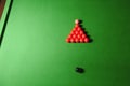 Snooker balls set on a green table Royalty Free Stock Photo