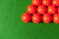 Snooker balls set on a green table Royalty Free Stock Photo