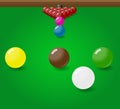 Snooker billiard balls start position on the table